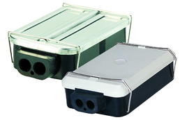 Plastic housing with metal cover and strap