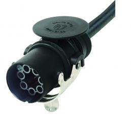 7-poliger EBS Stecker mit gestanztem Crimpkontakt und Knickschutzt�lle f�r Leitung, 24 Volt, ISO 7638
